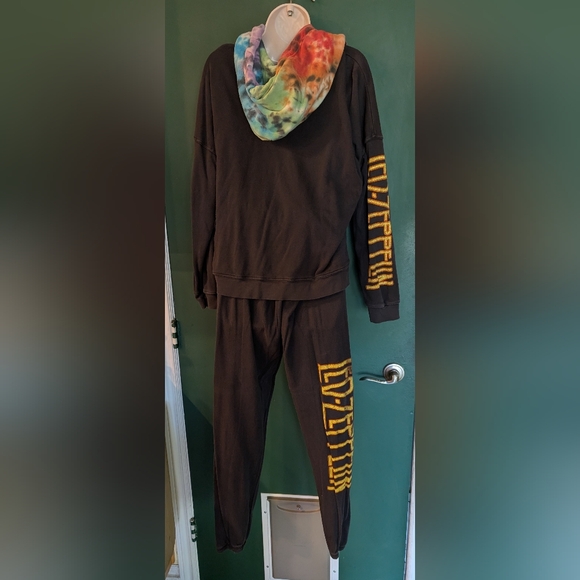 Lauren Moshi Led Zeppelin Black Hoodie with Angel Tie-Dye Hood Crystal Embel - Picture 3 of 7